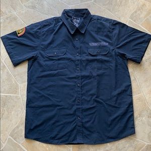Alien lootwear button up shirt navy blue size XL